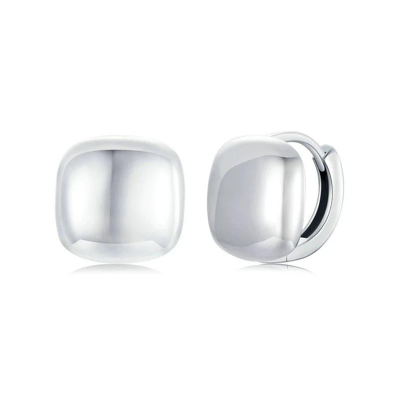 925 Silver Punk Square Hoop Earrings for Women