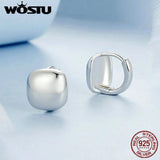 925 Silver Punk Square Hoop Earrings for Women