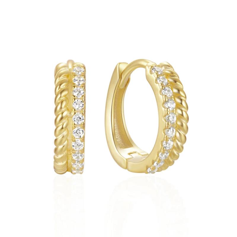 925 Silver Double Layer Zircons Hoop Earrings Ins Earrings Fine Jewelry