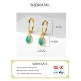 925 Silver Turquoise Oval Hoop Earrings For Women