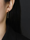 925 Silver 10mm Hoop Earrings CZ Chain Tassel Earrings