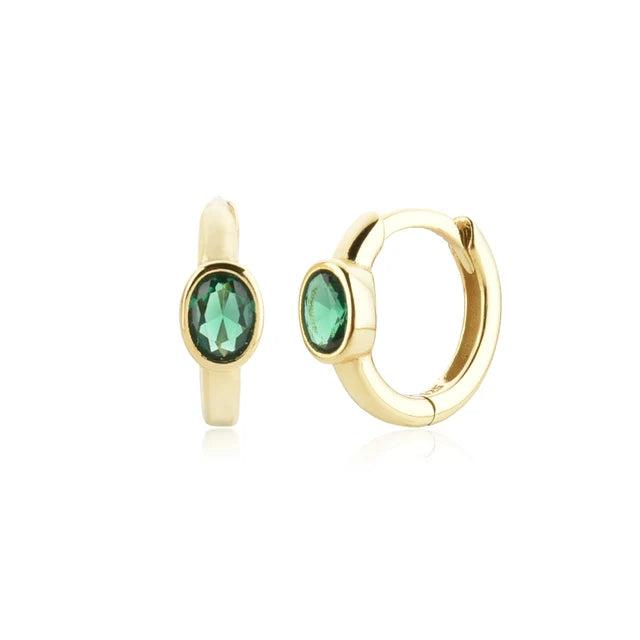925 Silver Small Hoop Earrings Oval Zircon Circle Earrings