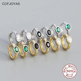 925 Silver Small Hoop Earrings Oval Zircon Circle Earrings