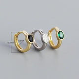 925 Silver Small Hoop Earrings Oval Zircon Circle Earrings