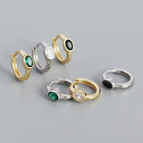 925 Silver Small Hoop Earrings Oval Zircon Circle Earrings