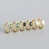925 Silver Small Hoop Earrings Oval Zircon Circle Earrings