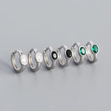 925 Silver Small Hoop Earrings Oval Zircon Circle Earrings