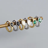 925 Silver Small Hoop Earrings Oval Zircon Circle Earrings