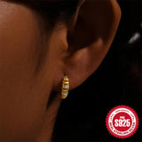 925 Silver Square Circle Hoop Earrings For Women