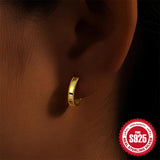 925 Silver Square Circle Hoop Earrings For Women