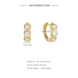 925 Silver Heart Zircon Hoop Earrings for Women
