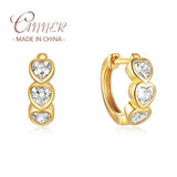 925 Silver Heart Zircon Hoop Earrings for Women