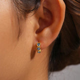 925 Silver Heart Zircon Hoop Earrings for Women