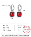 Crystal Geometric Square 925 Silver Earrings