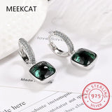 Crystal Geometric Square 925 Silver Earrings