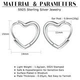 925 Silver Heart Hoop Earrings 18K Plated Hypoallergenic Jewelry