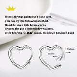 925 Silver Heart Hoop Earrings 18K Plated Hypoallergenic Jewelry