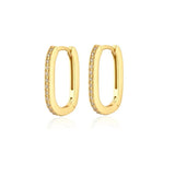 925 Silver Zircon Hoop Earrings Punk Oval Jewelry