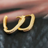 925 Silver Zircon Hoop Earrings Punk Oval Jewelry