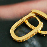 925 Silver Zircon Hoop Earrings Punk Oval Jewelry