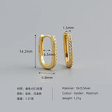 925 Silver Zircon Hoop Earrings Punk Oval Jewelry