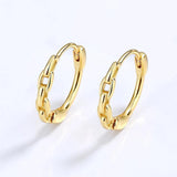 925 Sterling Silver Hoop Earrings Round Chain 18K Fine Jewelry