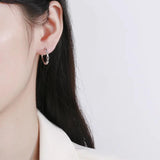 925 Sterling Silver Hoop Earrings Round Chain 18K Fine Jewelry