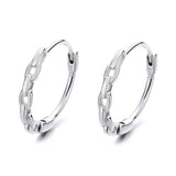 925 Sterling Silver Hoop Earrings Round Chain 18K Fine Jewelry