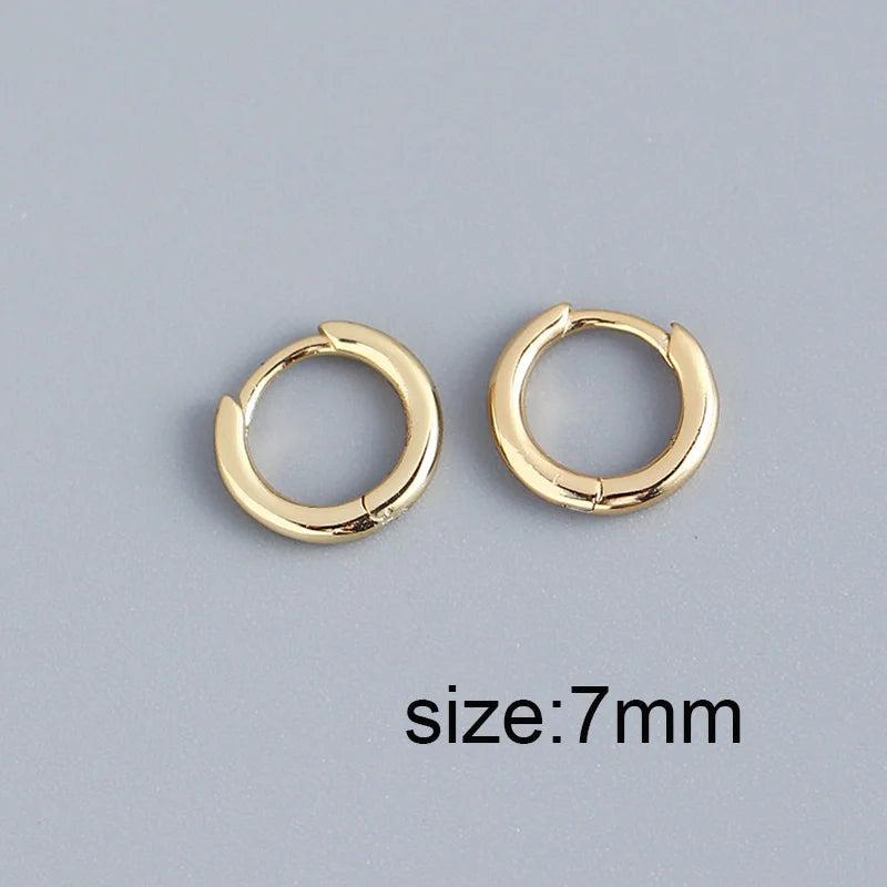 925 Silver Round Hoop Earrings Fine Jewelry 18k Punk Minimalist