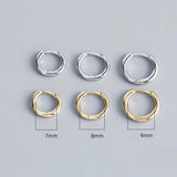925 Silver Round Hoop Earrings Fine Jewelry 18k Punk Minimalist