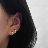 925 Silver Round Hoop Earrings Fine Jewelry 18k Punk Minimalist