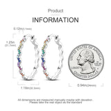 Colorful Wave Pattern Hoop Earrings 925 Sterling Silver for Women