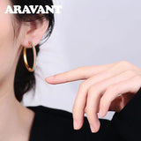 925 Silver 35MM Zircon Hoop Earring Women Jewelry Gift