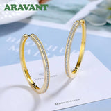 925 Silver 35MM Zircon Hoop Earring Women Jewelry Gift