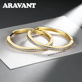 925 Silver 35MM Zircon Hoop Earring Women Jewelry Gift