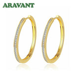 925 Silver 35MM Zircon Hoop Earring Women Jewelry Gift