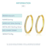 925 Silver 35MM Zircon Hoop Earring Women Jewelry Gift