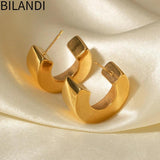 Bilandi 925 Silver Metal Hoop Earrings for Women Party Accessories