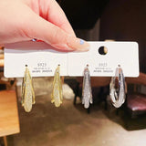 925 Silver Oval Hoop Earrings Women Wedding Party Gift Jewelry