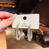 925 Silver Oval Hoop Earrings Women Wedding Party Gift Jewelry
