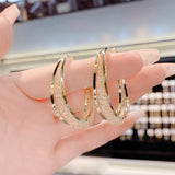 925 Silver Oval Hoop Earrings Women Wedding Party Gift Jewelry