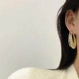 925 Silver Oval Hoop Earrings Women Wedding Party Gift Jewelry
