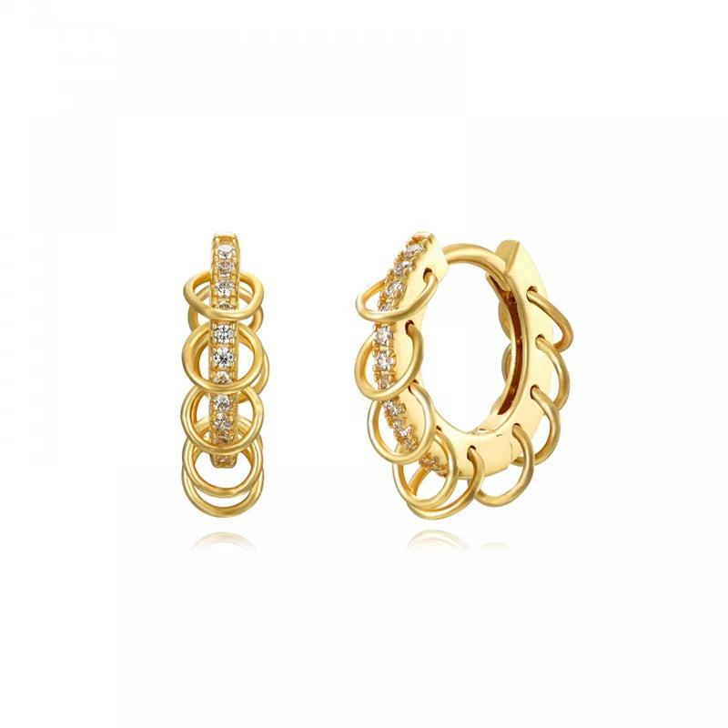 925 Silver Ear Turn Hoop Earrings Zircon Punk Style Fine Jewelry