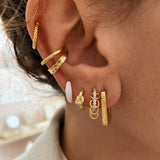 925 Silver Ear Turn Hoop Earrings Zircon Punk Style Fine Jewelry