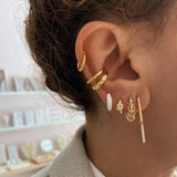 925 Silver Ear Turn Hoop Earrings Zircon Punk Style Fine Jewelry