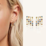 925 Silver Colorful Zircon Tassel Earrings Gift