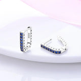 925 Silver Hoop Earrings Colorful CZ Star Moon Studs
