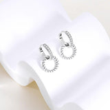 925 Silver Hoop Earrings Colorful CZ Star Moon Studs
