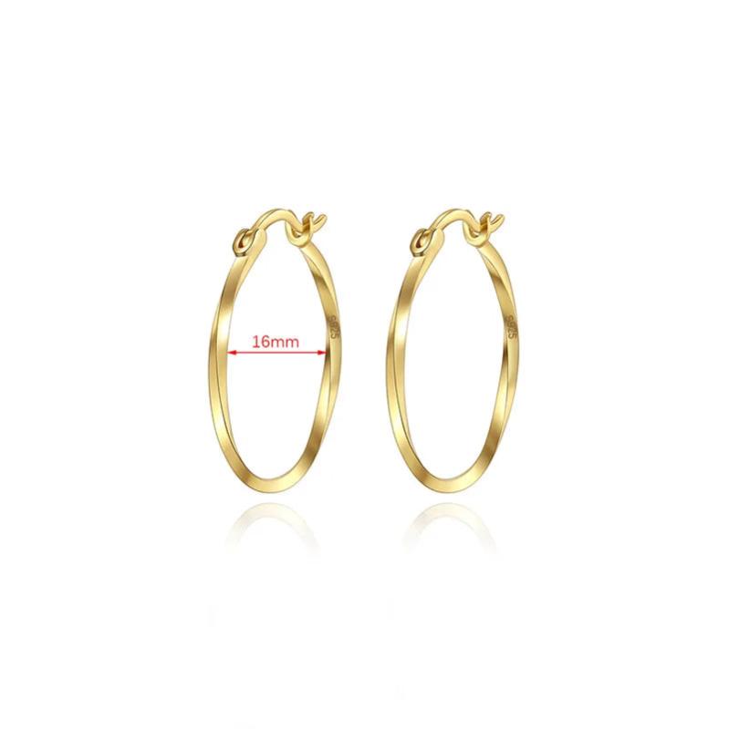 Davis 925 Sterling Silver Twist Hoop Earrings Women's Fine S925 Jewelry