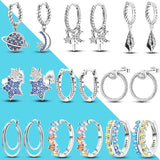 925 Silver Moon Star Hoop Earrings for Party Anniversary Gift